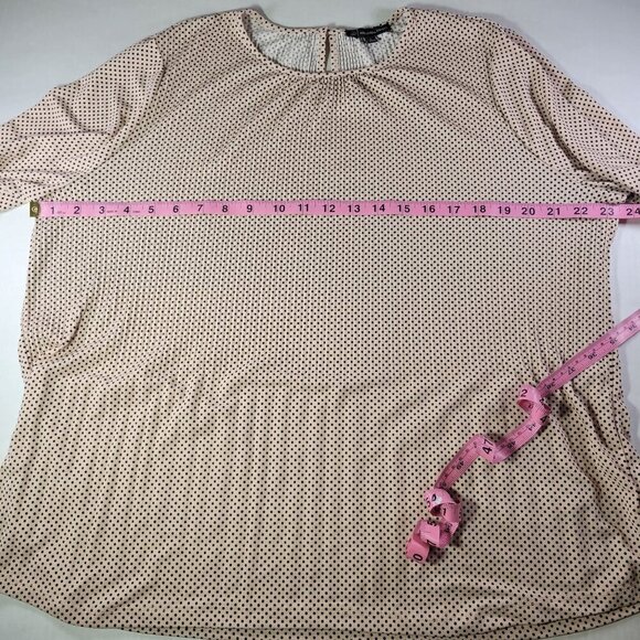 Adrianna Papell Women Beige Polka Dot Professional Long Sleeve Blouse Size L - Picture 7 of 9